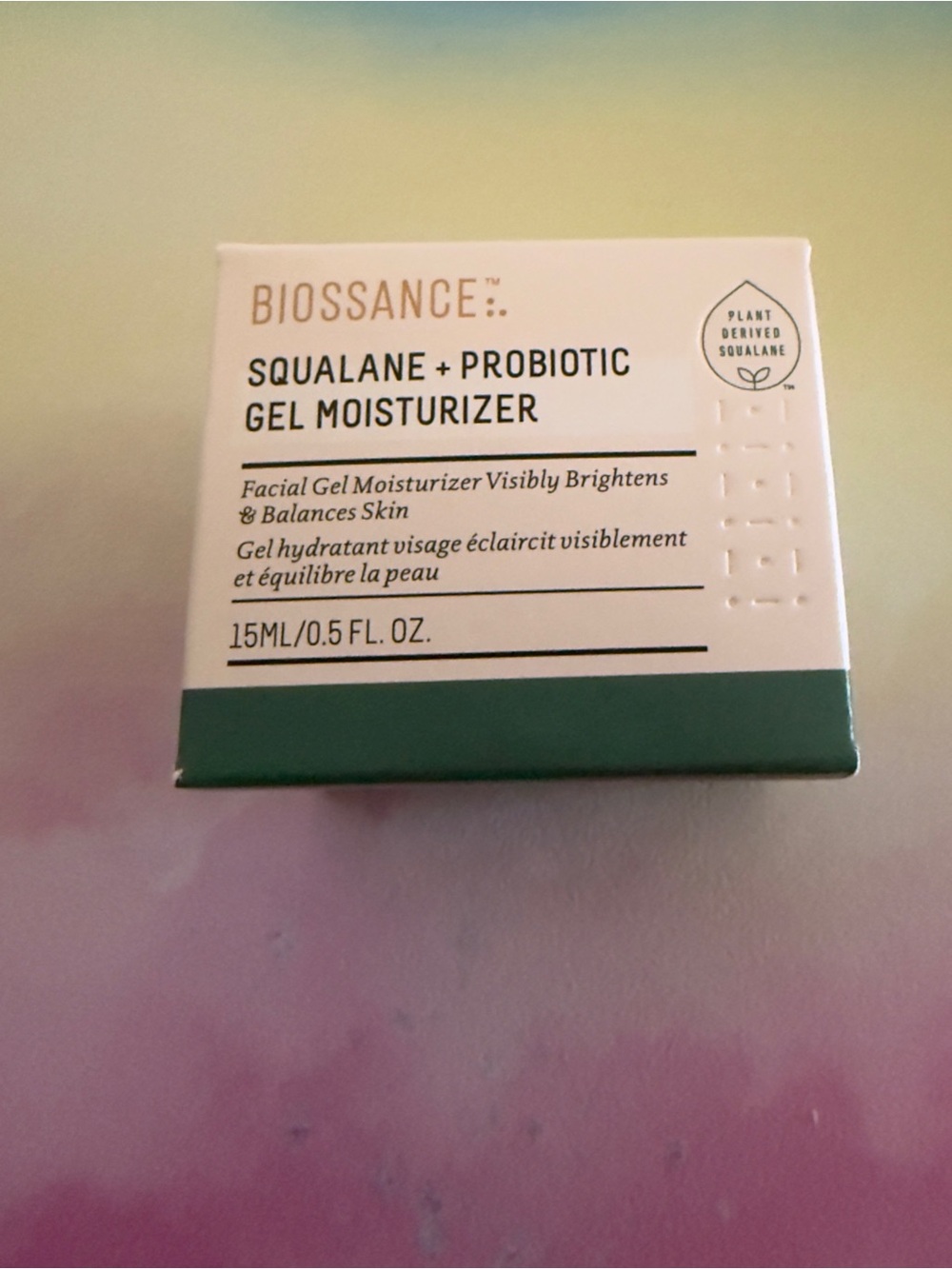 BIOSSANCE Squalane + Probiotic Gel Moisturizer  .5 fl oz/15ml Boxed. 

• Stored